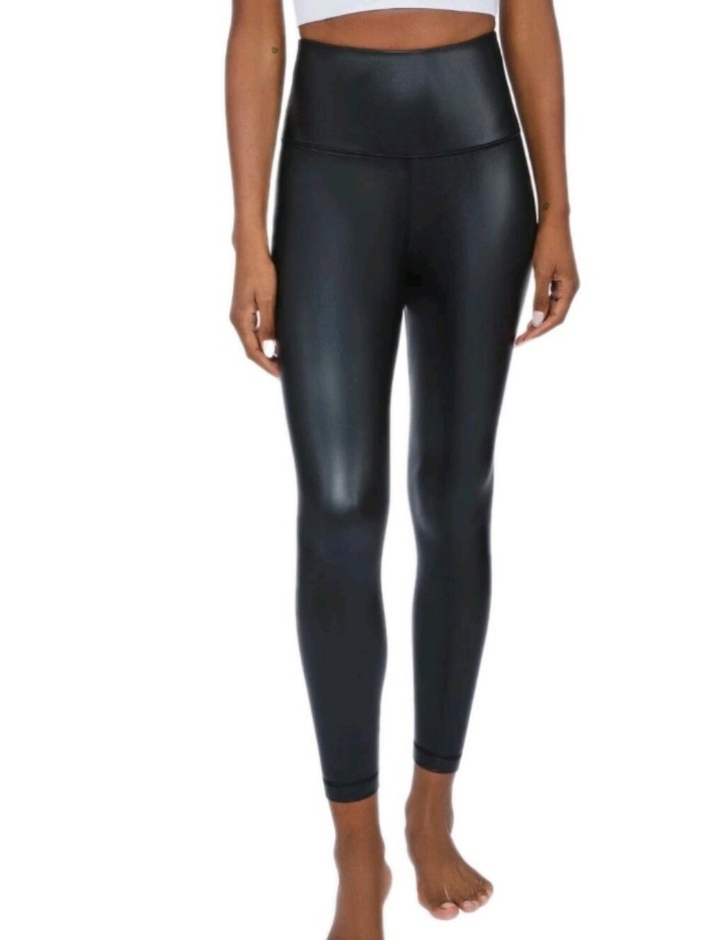 90 DEGREE BY REFLEX Size Small Black Fleece Lined FauxLeather Leggings